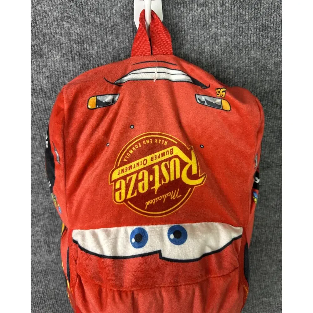 Disney Cars Lightning McQueen Red Plush 14in Backpack Boys Rust-eze 95 Kids Bag